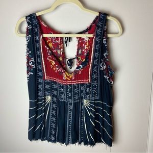 FP ONE hippie/bohemian sun rays tied back tank szM